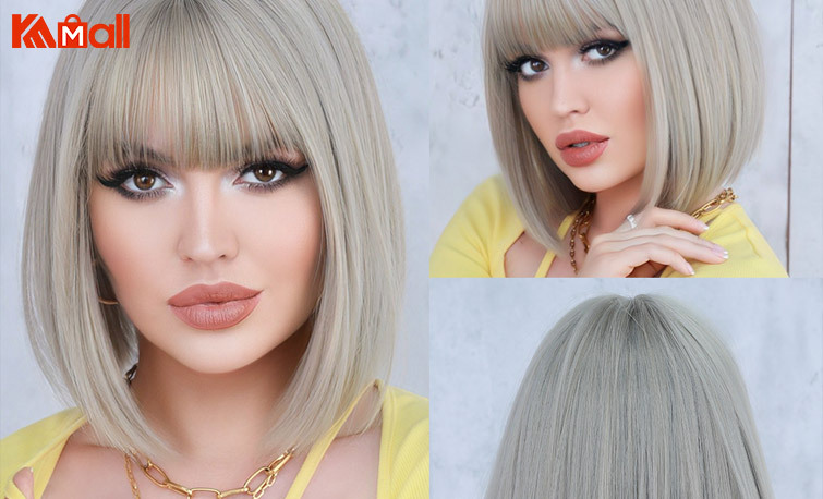 blond short bobo hair wig lace front wig